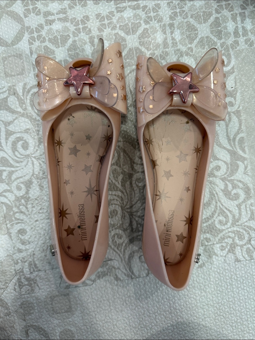Mini Melissa Blush Pink Star Bow Jelly Flats